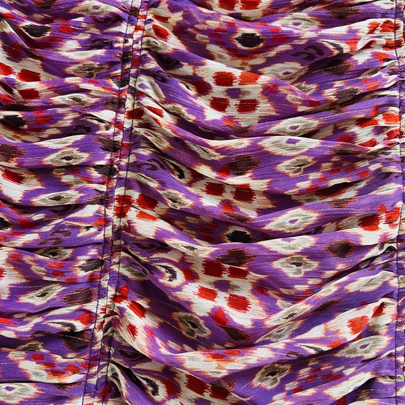 Zara Purple Rouched Patterned Mini Dress NWT - Picture 3 of 6